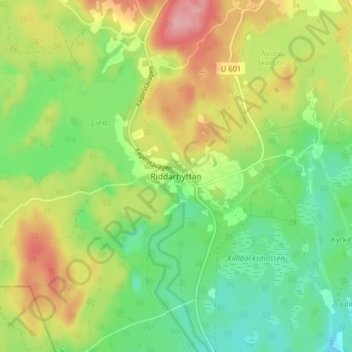 Carte topographique Riddarhyttan, altitude, relief