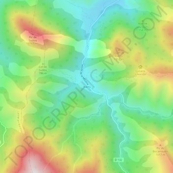 Carte topographique Ibarry, altitude, relief