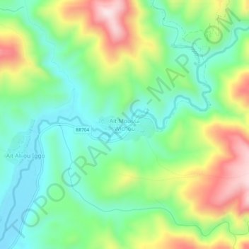 Carte topographique Aït Moussa Wichou, altitude, relief