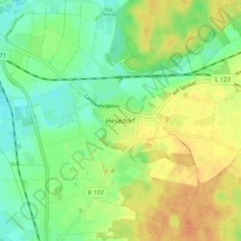 Carte topographique Hesedorf, altitude, relief
