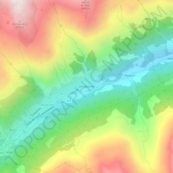 Carte topographique Villa Bedretto, altitude, relief