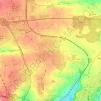 Carte topographique Jungingen, altitude, relief