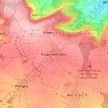 Carte topographique Ruppmannsburg, altitude, relief