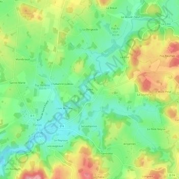 Carte topographique Pallet, altitude, relief
