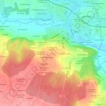 Carte topographique La Chevretais, altitude, relief