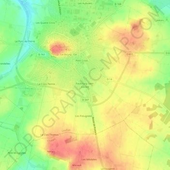 Carte topographique Faubourg Saint-Lazare, altitude, relief