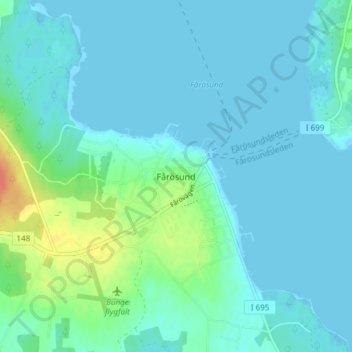 Carte topographique Fårösund, altitude, relief