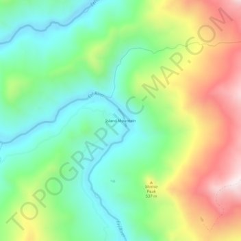 Carte topographique Island Mountain, altitude, relief