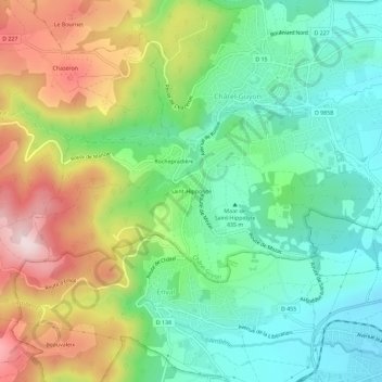 Carte topographique Saint-Hippolyte, altitude, relief