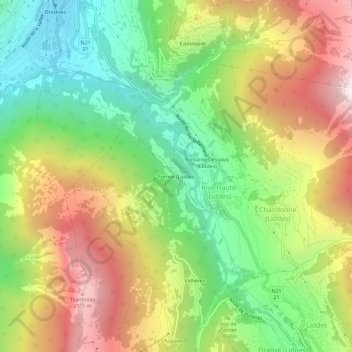 Carte topographique Fornex (Liddes), altitude, relief