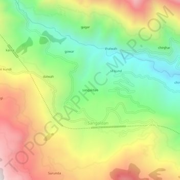 Carte topographique sangaldan, altitude, relief