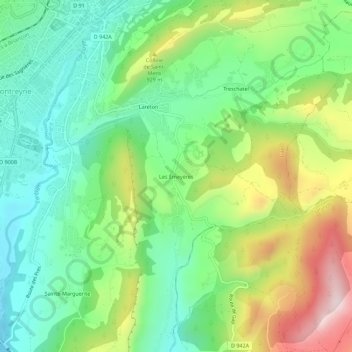 Carte topographique Les Émeyères, altitude, relief