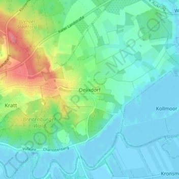 Carte topographique Oelixdorf, altitude, relief