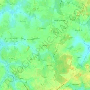 Carte topographique Carouge, altitude, relief