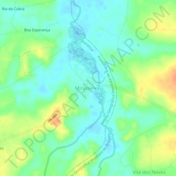 Carte topographique Mirasselvas, altitude, relief