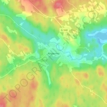 Carte topographique Alstermo, altitude, relief