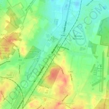 Carte topographique White Hills, altitude, relief