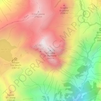 Carte topographique Cornone di Blumone, altitude, relief