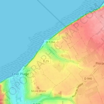 Carte topographique Mesnil-Val, altitude, relief