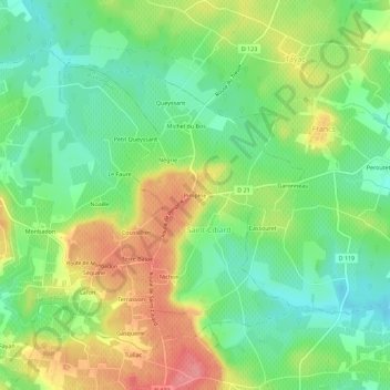 Carte topographique Pimpine, altitude, relief