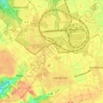 Carte topographique Vossem, altitude, relief