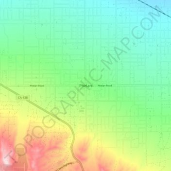 Carte topographique Phelan, altitude, relief