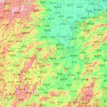 Carte topographique Hunan Province, altitude, relief
