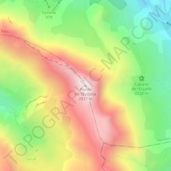Carte topographique Pointe de l'Eyssina, altitude, relief