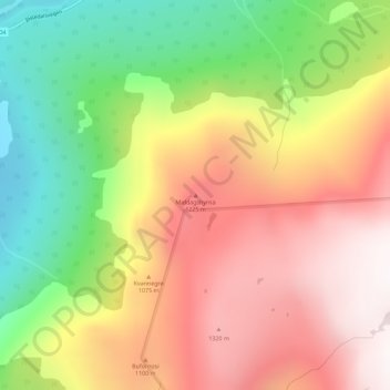 Carte topographique Middagshyrna, altitude, relief