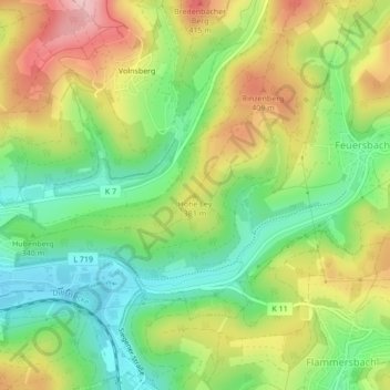 Carte topographique Hohe Ley, altitude, relief