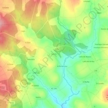 Carte topographique San Fiz, altitude, relief