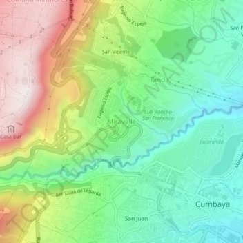 Carte topographique Miravalle, altitude, relief