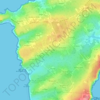 Carte topographique Kerellot Treflez, altitude, relief