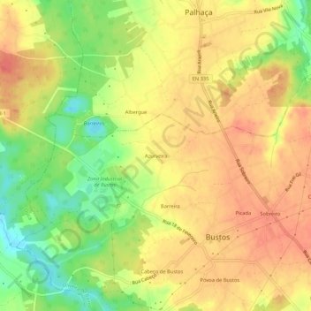 Carte topographique Azurveira, altitude, relief