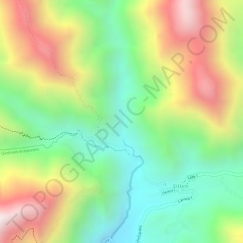 Carte topographique El Manzano (2), altitude, relief