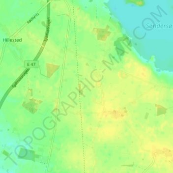 Carte topographique Mallehøj, altitude, relief