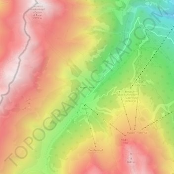 Carte topographique Roia, altitude, relief