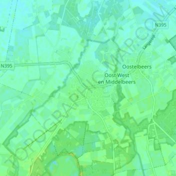 Carte topographique Middelbeers, altitude, relief