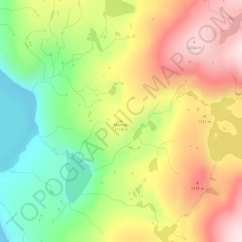 Carte topographique Mannen, altitude, relief