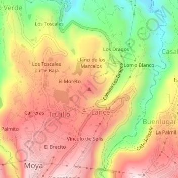 Carte topographique La Montañeta, altitude, relief