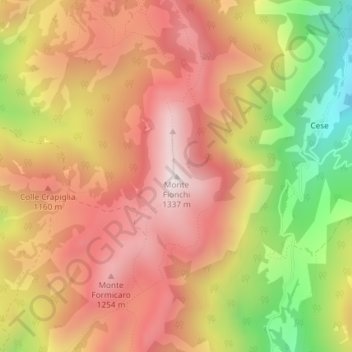 Carte topographique Monte Fionchi, altitude, relief