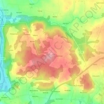 Carte topographique Kerpolican, altitude, relief
