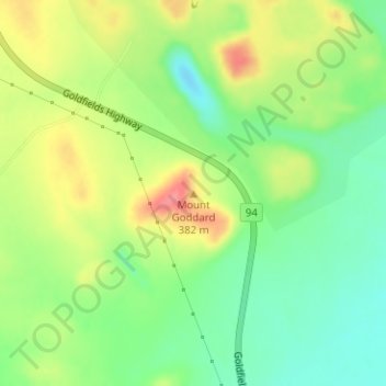 Carte topographique Mount Goddard, altitude, relief
