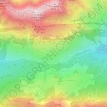 Carte topographique Ackernalm, altitude, relief
