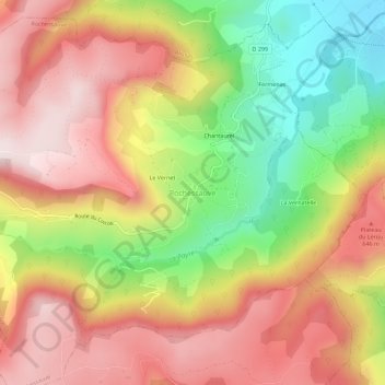 Carte topographique Rochessauve, altitude, relief