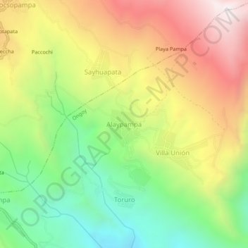 Carte topographique Alaypampa, altitude, relief