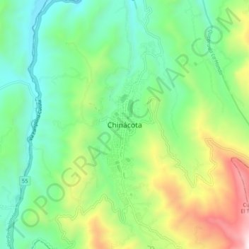 Carte topographique Chinácota, altitude, relief