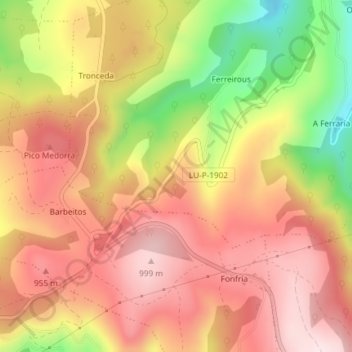 Carte topographique Trousa, altitude, relief