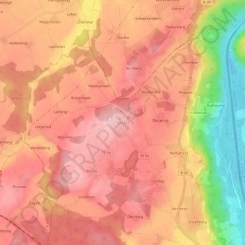 Carte topographique Asten, altitude, relief