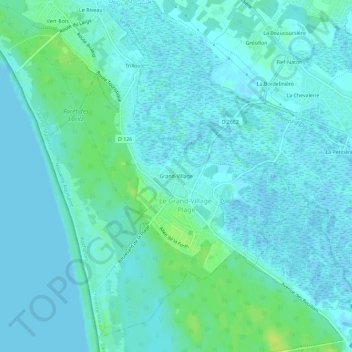 Carte topographique Grand-Village, altitude, relief